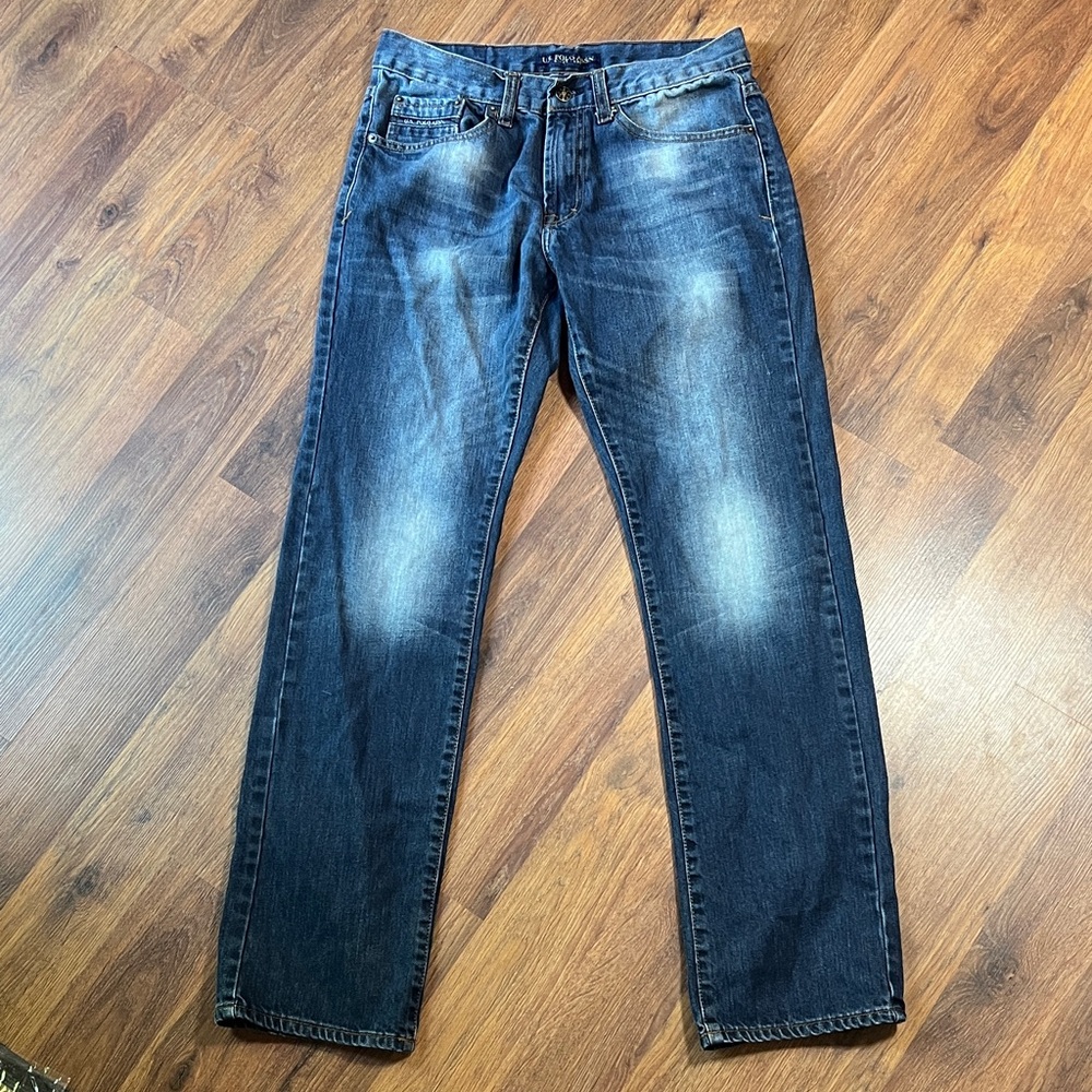U.S. Polo Assn. Dark Blue Straight Jeans - Distressed Denim